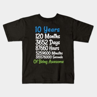 10th Birthday 10 Years Old  Vintage Retro 120 Months Kids T-Shirt